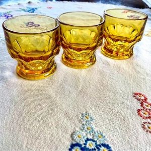 Vintage Anchor Hocking Amber Honeycomb Rocks Tumblers. Set of 3. 3"x 3"